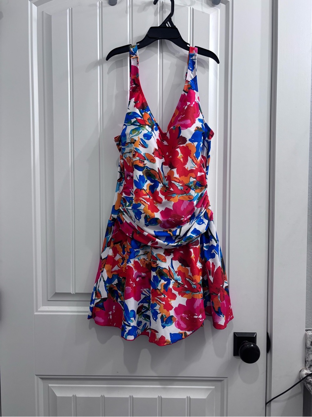 Floral V-Neck One-Piece Swimsuit in Multicolor